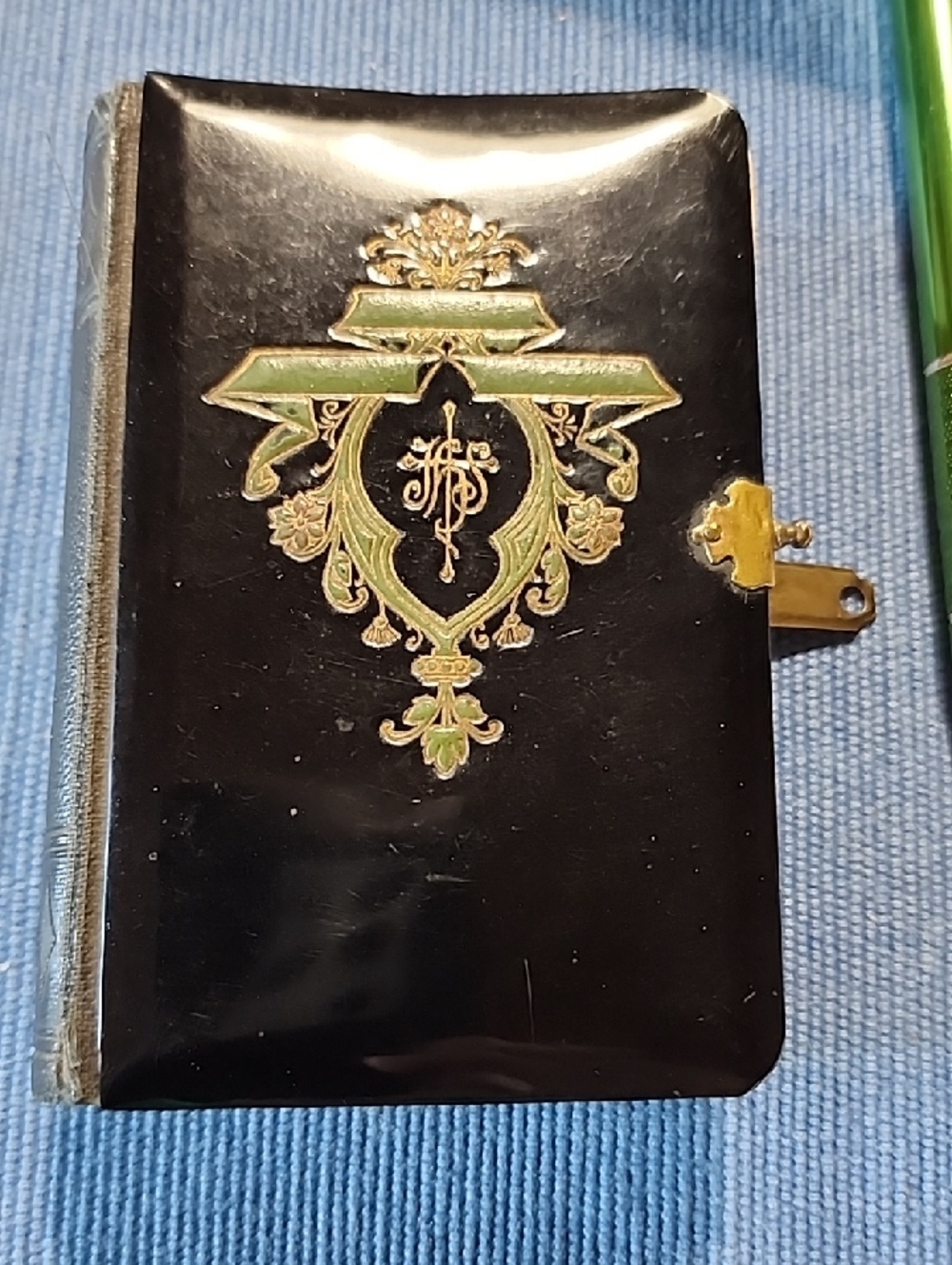 Vintage Black and Green German Prayer Book